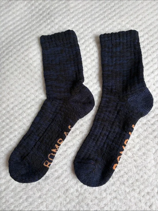 NWOT Bombas Women's Chunky Ragg Half Calf Navy/Black Sock - Unisex Large