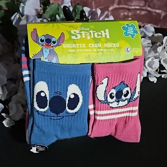 Disney  Stitch Shortie Crew Length Socks pack of 10