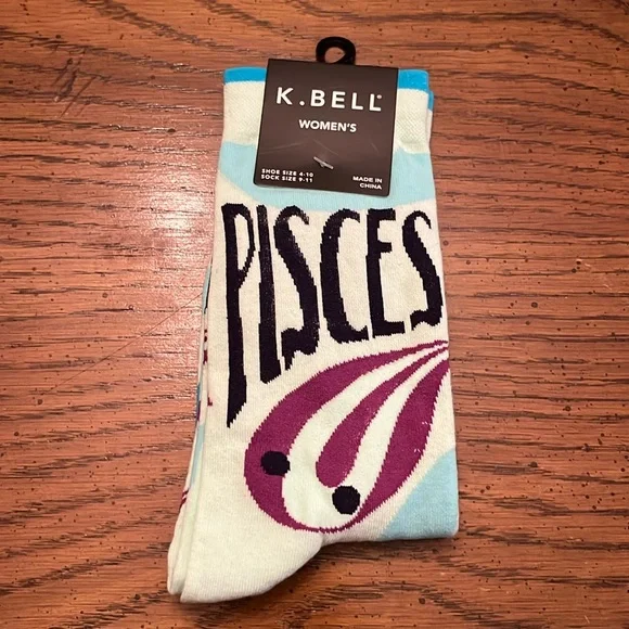 K.‎ Bell Pisces crew socks, NWT