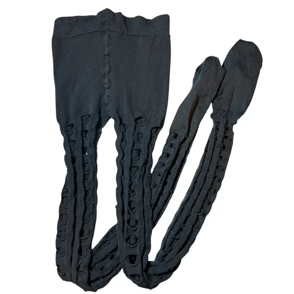Balenciaga Black Cut Out Tights Hosiery Open‎ Ladder Made in Italy Size S