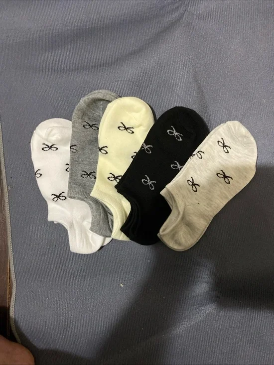 SHENHE Women's 5 Pairs Low Cut Ankle Socks Bow Patterned  M Multicolor