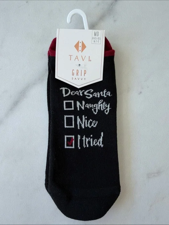Tavi Grip Savvy Christmas Novelty Socks - Black