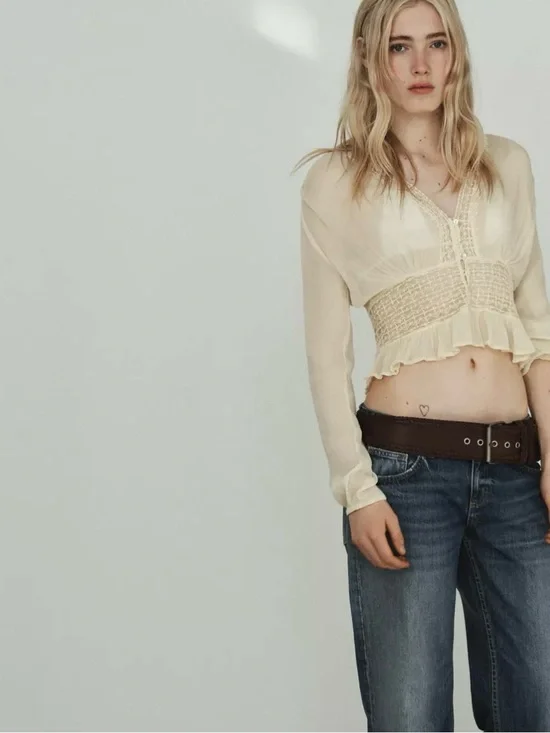 NWT ZARA GAUZE LACE SHIRT