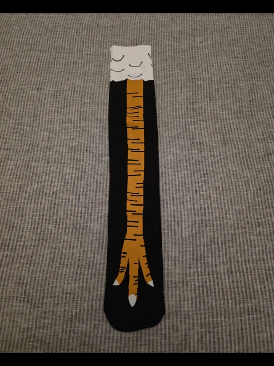 New Funny Black & Orange Novelty High Socks - Bird Chicken Turkey Leg Design