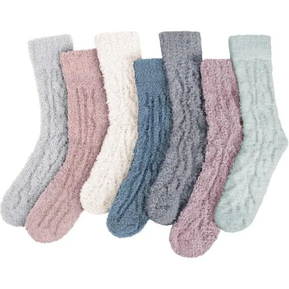 7-Pair Women’s Winter Fuzzy Socks Cozy Fluffy Warm Christmas Gift Set
