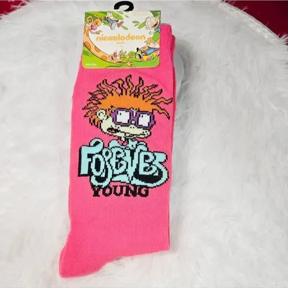 Rugrats Chuckie Pink Crew Socks – Forever Young Y2K Retro Nickelodeon Nostalgia