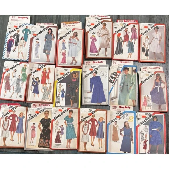 VTG Simplicity Sewing Patterns Qty 20 (70s & 80s) Uncut NOS Women's Dresses NEW