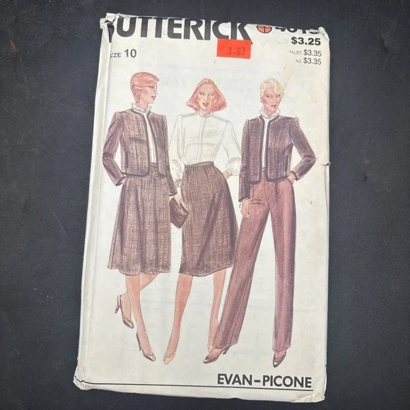 70s Butterick Miss Jacket,Blouse,Skirt,Pants Pattern 4015 SZ 10 NEW Evan Picone