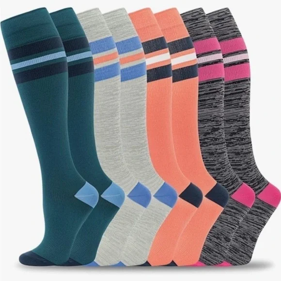 Colorful, Striped Compression Socks, 20-30mmHg compression (1 pair)