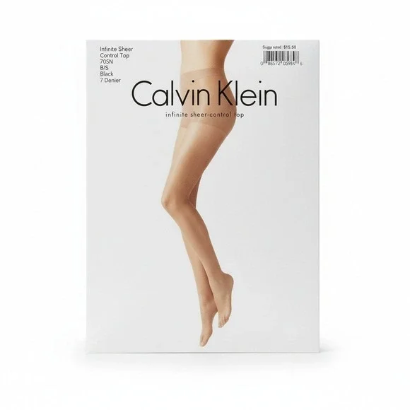 Calvin Klein Infinite Sheer Control Top Hosiery Black 7 Denier Size‎ B/S