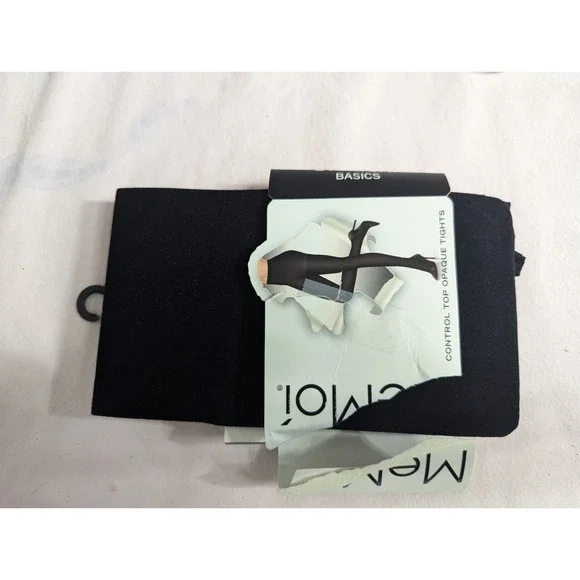 1 Pair MeMoi Control Top‎ Black opaque tights womens M/L NEW