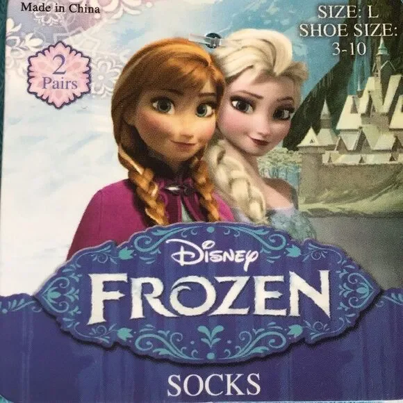 Disney Elsa Frozen Knee High Socks 2-Pair Set New Size Large 3-10