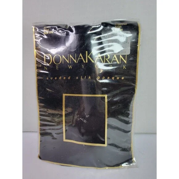 Vintage Donna Karan New York Sueded Silk Opaque Tights Small Black Style 279