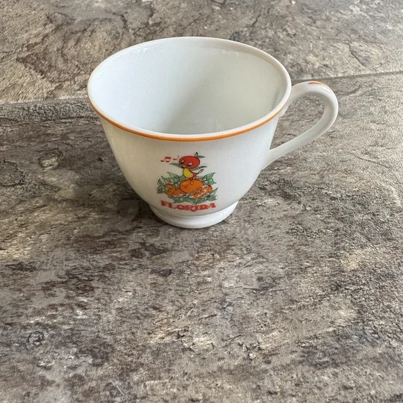RARE Vintage Walt Disney Productions Orange Bird Florida Tea Cup‎  Japan 1970s