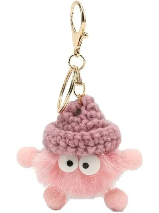 Kawaii Plush Briquettes Pendant Keychain - Cute Car Charm for Bags & Backpacks