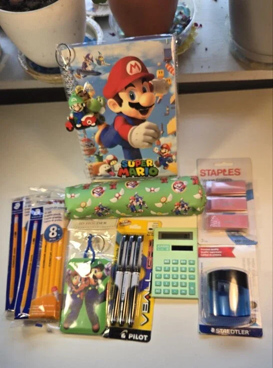 Super Mario Spiral Notebook and School Supply Bundle