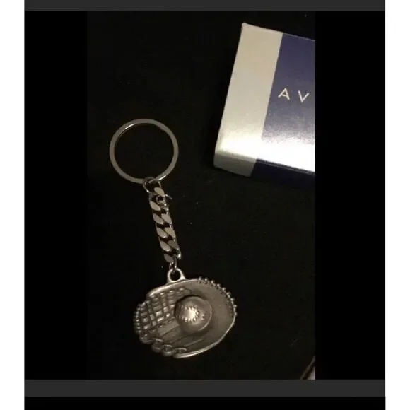 Vintage Avon Pewter Baseball Enthusiast Keychain~New in Box~Offered 1990's~