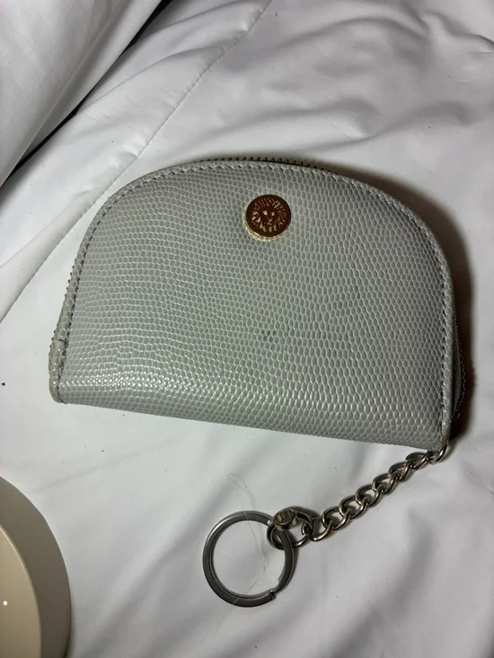 Anne Klein Light Gray Textured Key & Card Holder with‎ Gold Accent