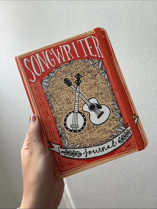 Red Songwriter’s Journal with Elastic Closure Folk Art Music Guide Education