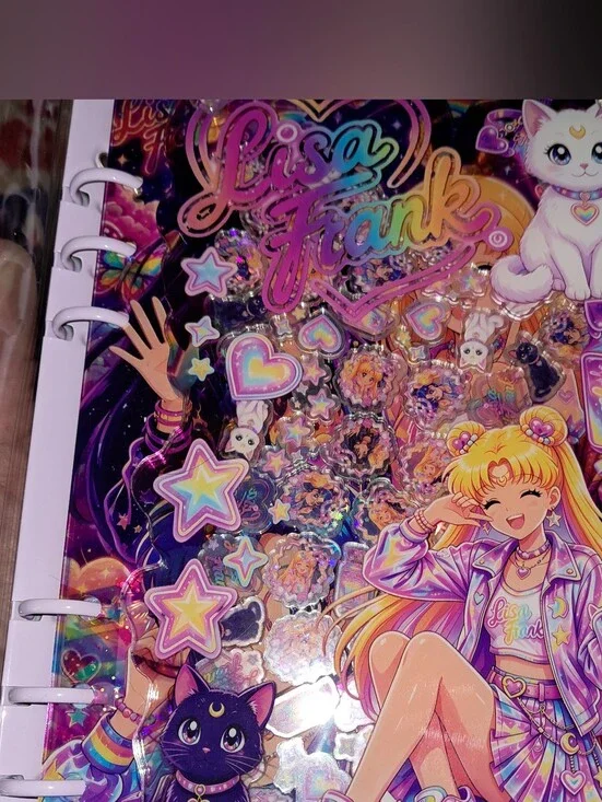 New! A5 Size Lisa Frank Sailor Moon Acrylic Shaker Notebook With paper