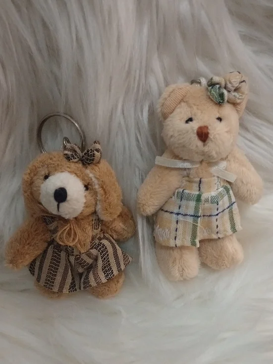 Cozy Town  Vintage Plush Beige Teddy Keychain Accessory  NWT.