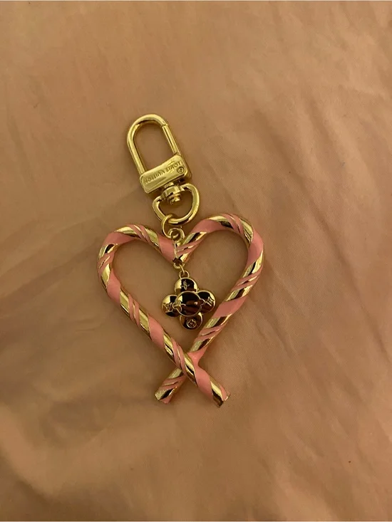Heart-Shaped Vivienne Inspired Pink and Gold Keychain Charm