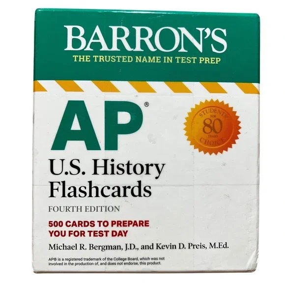 Barron's AP U.S. History Flashcards 4th Edition 500 Cards Test Prep New Sealed