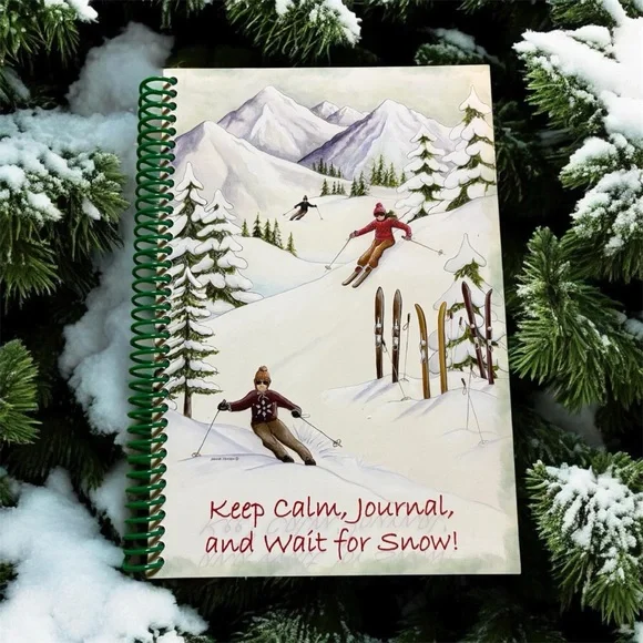 6 x 9” 200-page, spiral-bound journal with Skiing themed artwork, made in USA