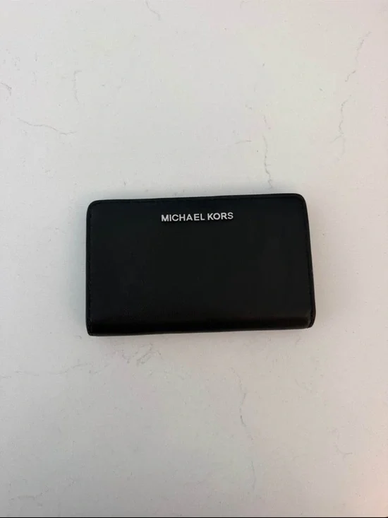Michael Kors Black Leather Card & Key Holder with Logo