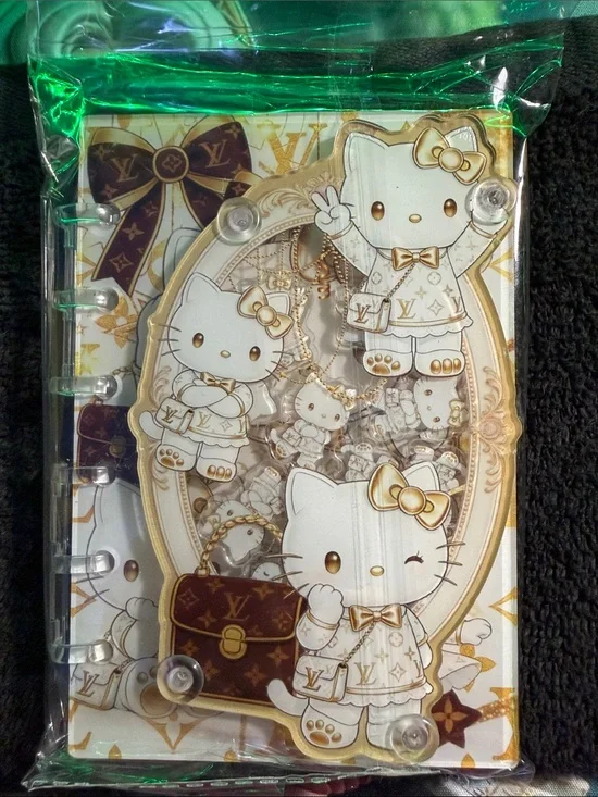 Hello Kitty White & Gold shaker Notebook A7