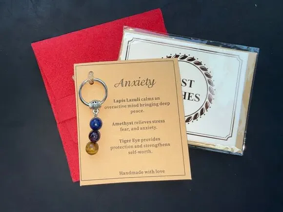 Anxiety 3 Beaded Keychain