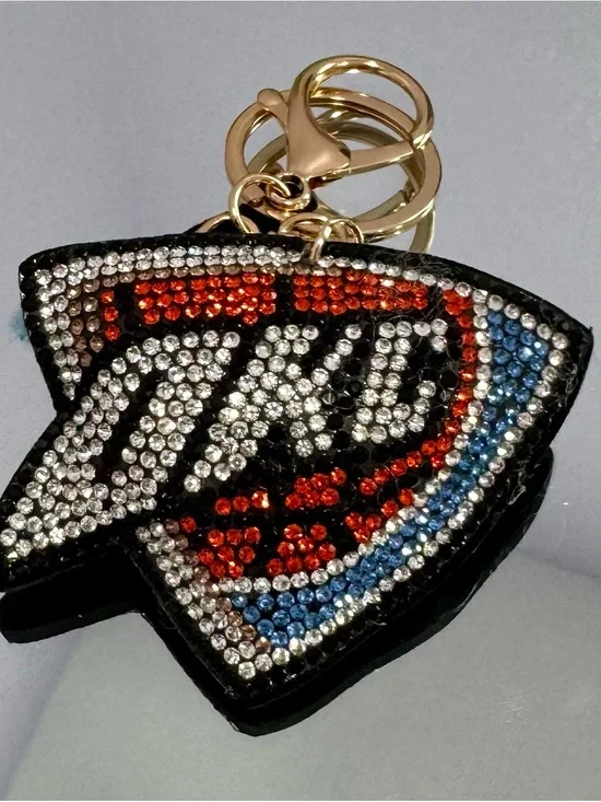 New Crystal Embellished OKC Basketball Keychain Bag Charm