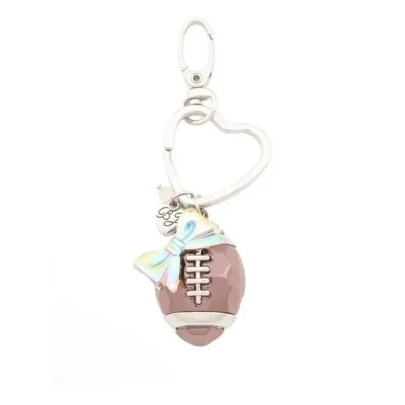 Betsey Johnson Brown Football Bow Keychain Bag Charm
