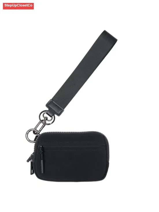 RFID Blocking Nylon Wristlet Wallet with ID Window & Lipstick Holder