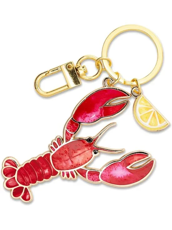 Lobster & Lemon Keychain Charm | Coastal Beach Gifts | Nautical Decor