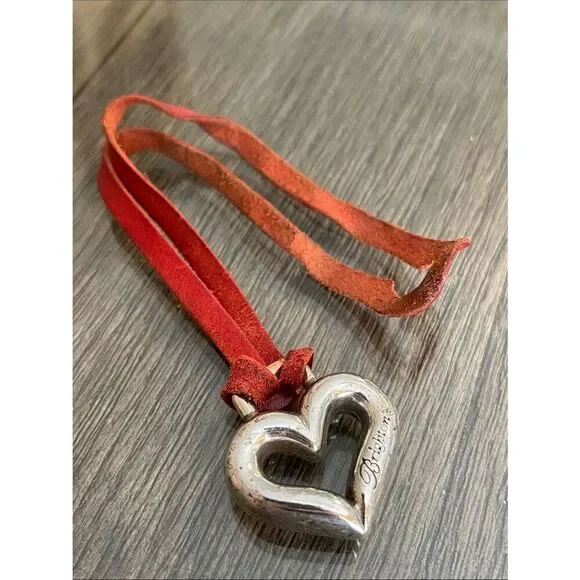 Brighton Replacement Heart Fob Hang Tag Red Leather - Silver-tone Heart