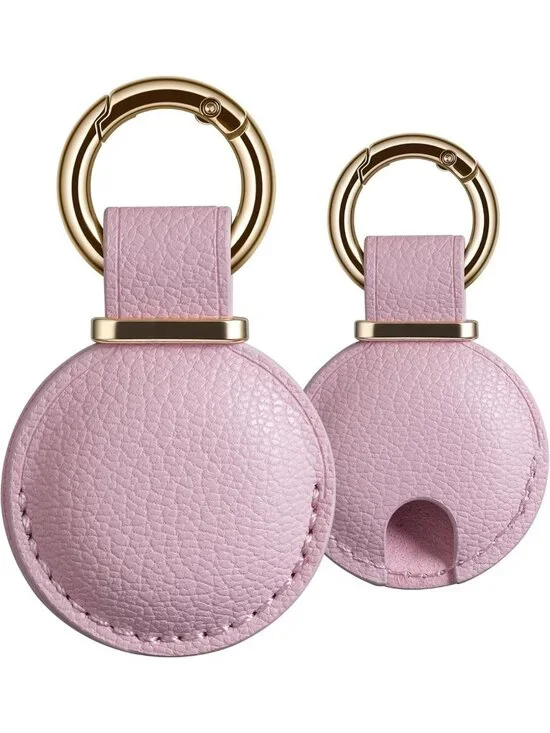 Genuine Leather AirTag Keychain Holder - 2 Pack, Secure Fit for Keys & Bags