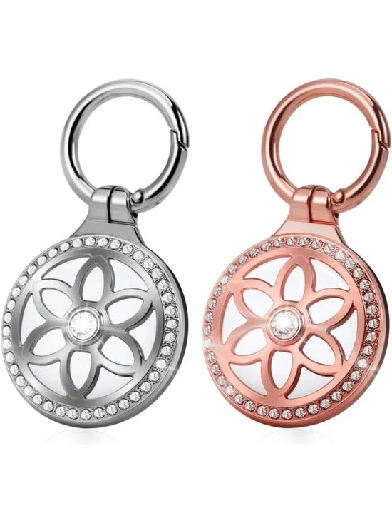 Rhinestone Metal Keychain Holder for AirTag - Sparkling Diamond Design