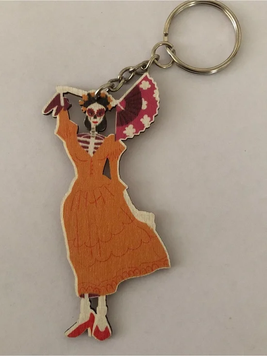 Día de Muertos Mexican Catrina skull Calavera keychain SKU529