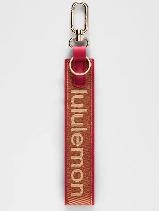 lululemon never lost key chain Oxford Red/Gold Buff Logo Keyring Strap