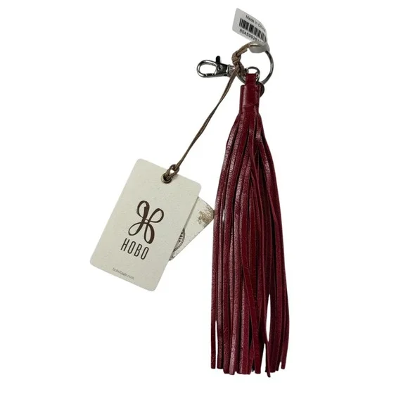HOBO Wisp Leather Tassel Keychain Cardinal Red Bag Charm VI-34001CARD NEW