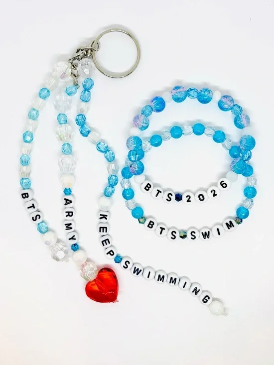 (3pcs) BTS KEEP SWIMMING KEYCHAIN BRACELET BUNDLE