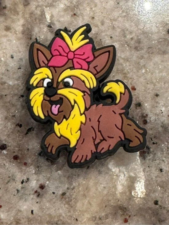 CROCS Yorkie Puppy Jibbitz Charm in Brown, Yellow, Pink