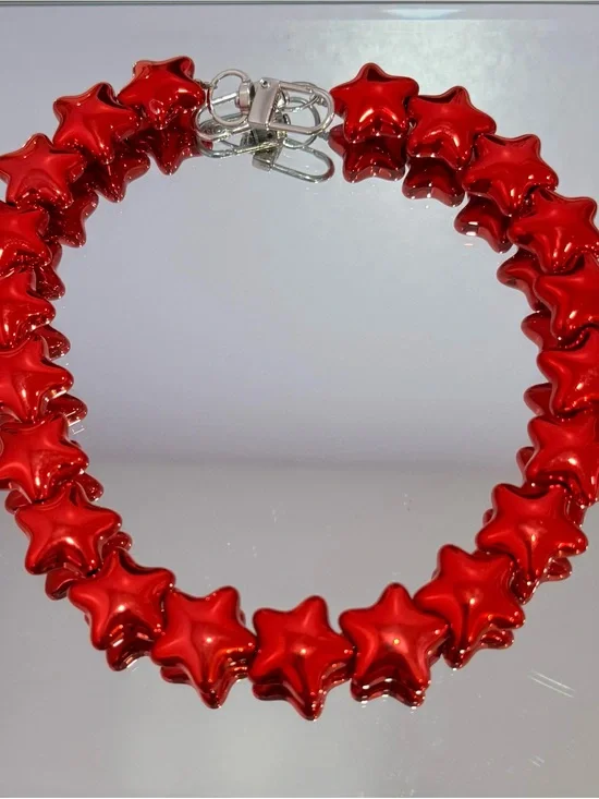 New Metallic Red Star Bead Bag Chain 18 inches