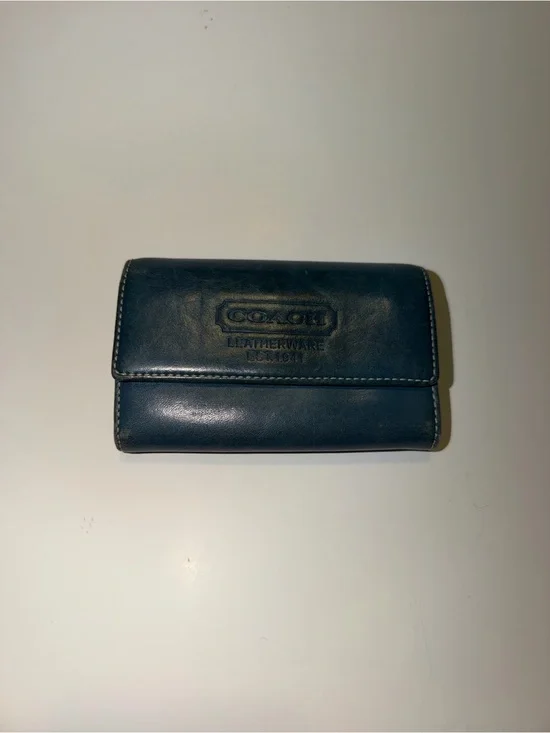 Coach Dark Teal Leather Case Style Wallet