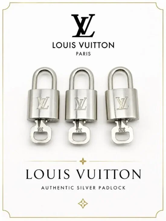 Authentic 1 Louis Vuitton Silver Padlock Lock & 1 Key LV Bag Luggage Accessory
