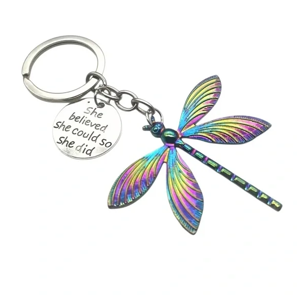 She Believed She Could So She Did Dragonfly Key Ring Accessory