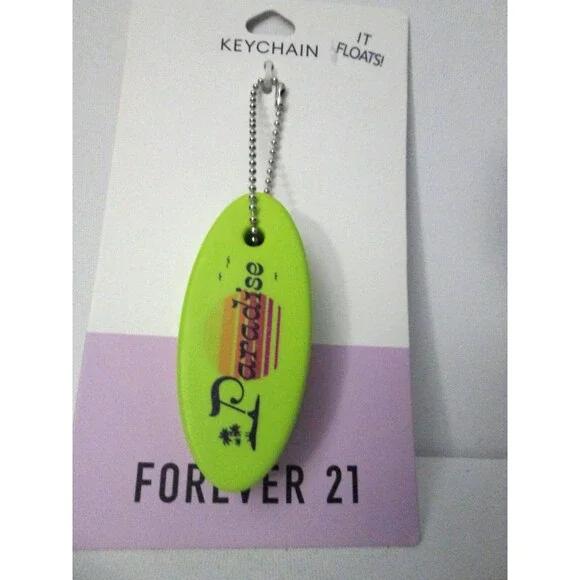 FOREVER 21 FLOATING OVAL KEYCHAIN GREEN