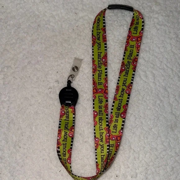 Inspirational Quote Lanyard Retractable ID Badge Reel Plan B Green Geometric