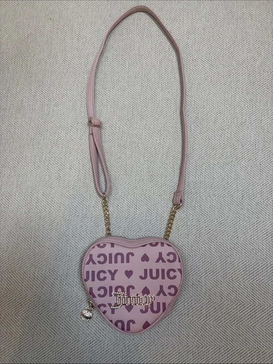 Juicy Couture Pink Heart Logo Crossbody with Gold Chain